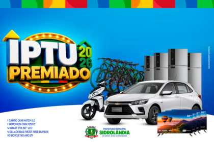 Prefeitura lança IPTU 2026 com descontos de até 20% e sorteio de carro, moto, geladeiras, TVs e bicicletas